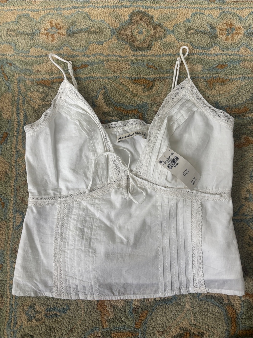Abercrombie & Fitch White Lace-Trim Tank Top